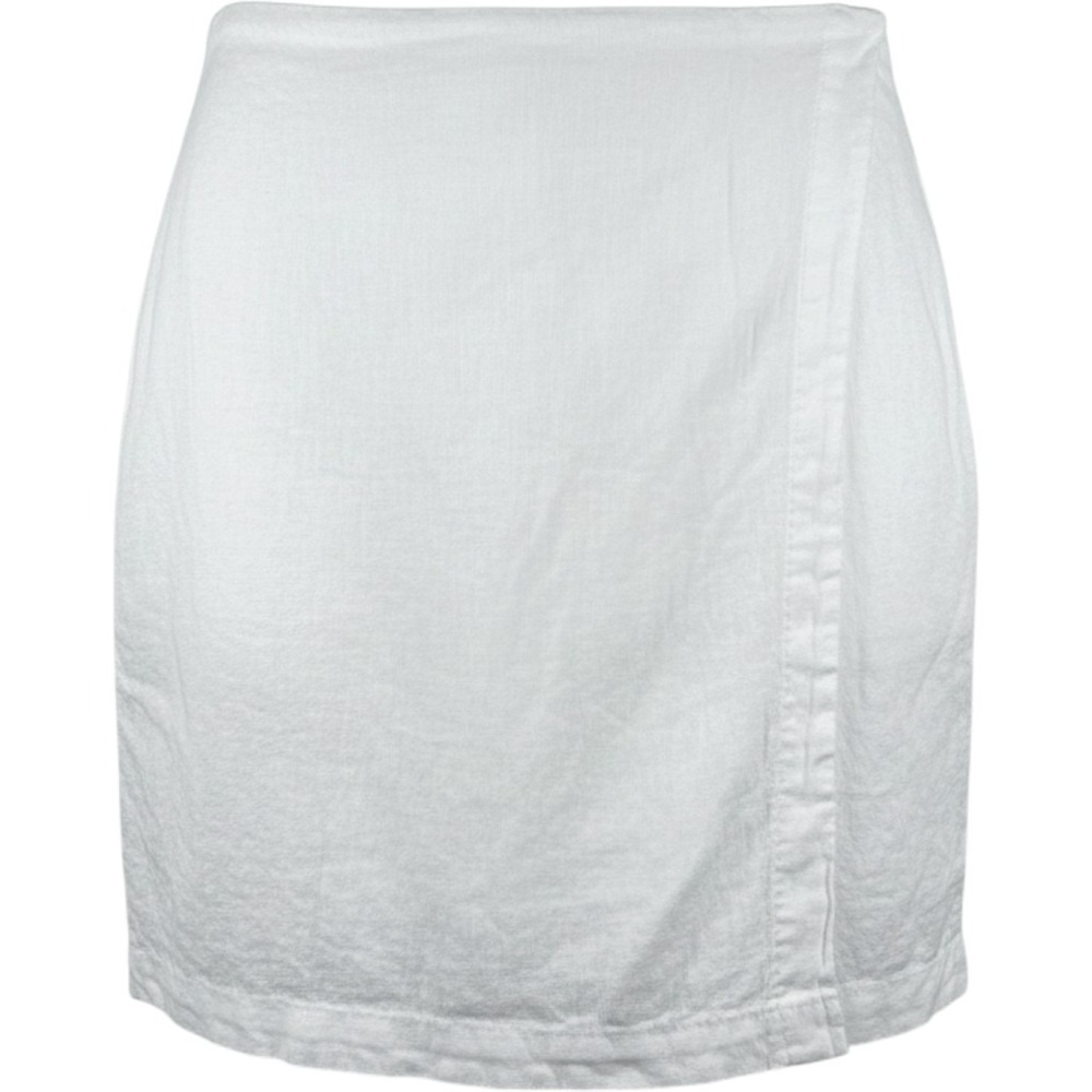 A New Day Skirt Skort Women 16 White Linen Blend Wrap Mini Coastal Summer Preppy